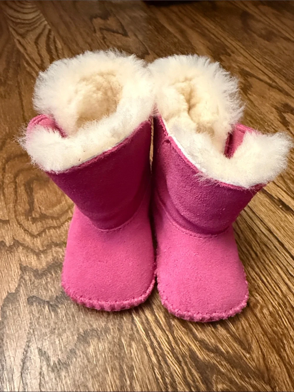 UGG Hot Pink Suede Shearling Baby Booties